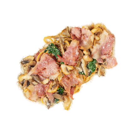 Паста с беконом и грибами
