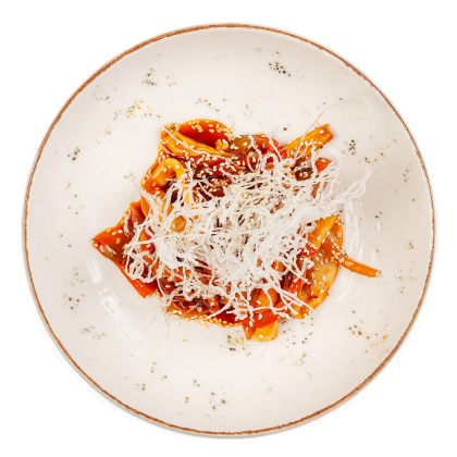 Кальмар с овощами в устричном соусе